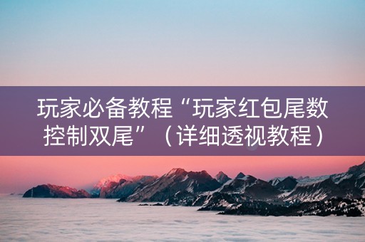 玩家必备教程“玩家红包尾数控制双尾”（详细透视教程）-哔哩哔哩