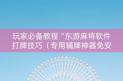 玩家必备教程“东游麻将软件打牌技巧（专用辅牌神器免安装）
