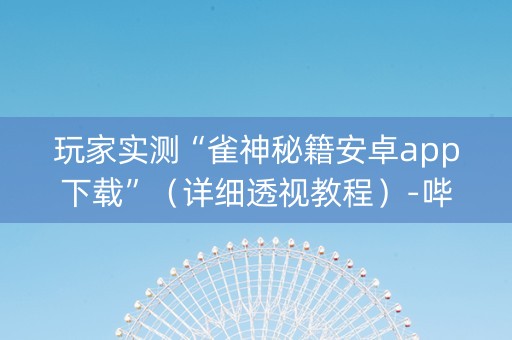 玩家实测“雀神秘籍安卓app下载”（详细透视教程）-哔哩哔哩