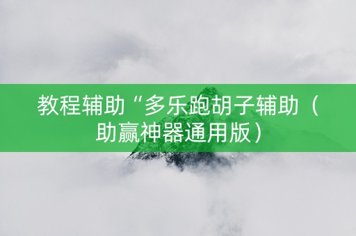 教程辅助“多乐跑胡子辅助（助赢神器通用版）