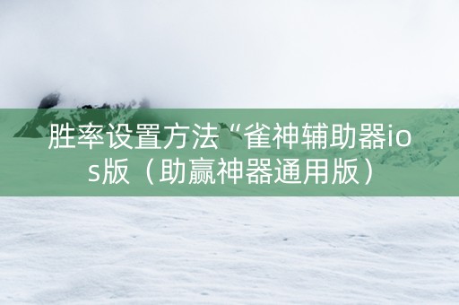 胜率设置方法“雀神辅助器ios版（助赢神器通用版）