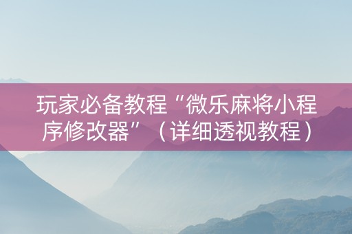 玩家必备教程“微乐麻将小程序修改器”（详细透视教程）-哔哩哔哩