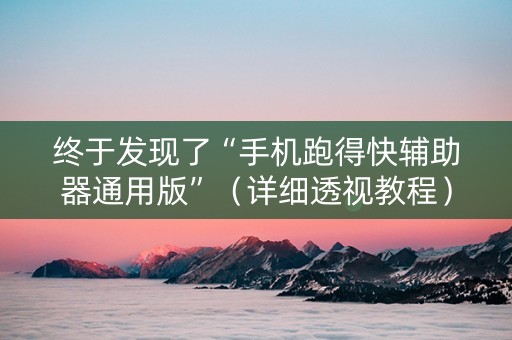 终于发现了“手机跑得快辅助器通用版”（详细透视教程）-哔哩哔哩