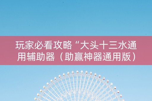 玩家必看攻略“大头十三水通用辅助器（助赢神器通用版）