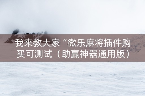 我来教大家“微乐麻将插件购买可测试（助赢神器通用版）