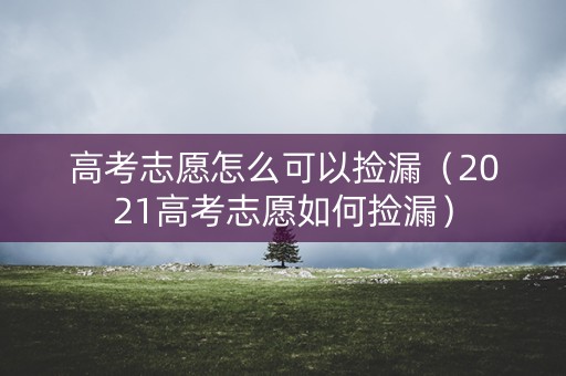 高考志愿怎么可以捡漏（2021高考志愿如何捡漏）