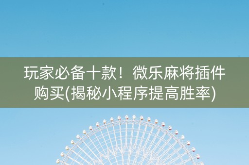 玩家必备十款！微乐麻将插件购买(揭秘小程序提高胜率)