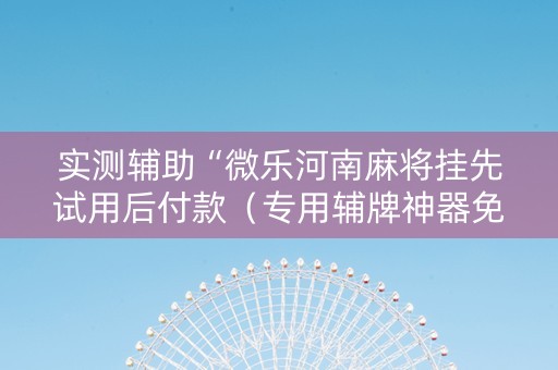 实测辅助“微乐河南麻将挂先试用后付款（专用辅牌神器免安装）