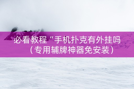 必看教程“手机扑克有外挂吗（专用辅牌神器免安装）