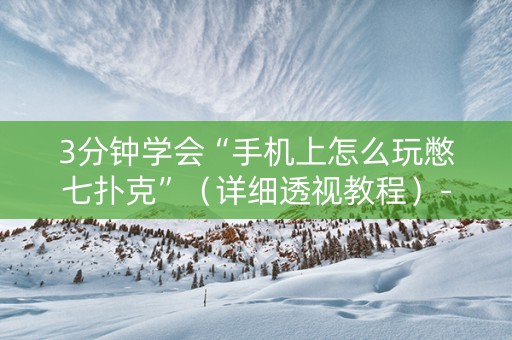 3分钟学会“手机上怎么玩憋七扑克”（详细透视教程）-哔哩哔哩