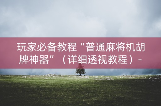 玩家必备教程“普通麻将机胡牌神器”（详细透视教程）-哔哩哔哩