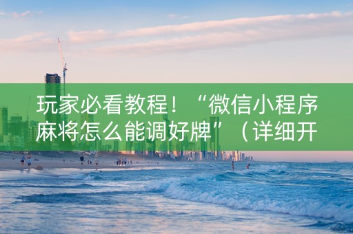 玩家必看教程！“微信小程序麻将怎么能调好牌”（详细开挂教程）-哔哩哔哩