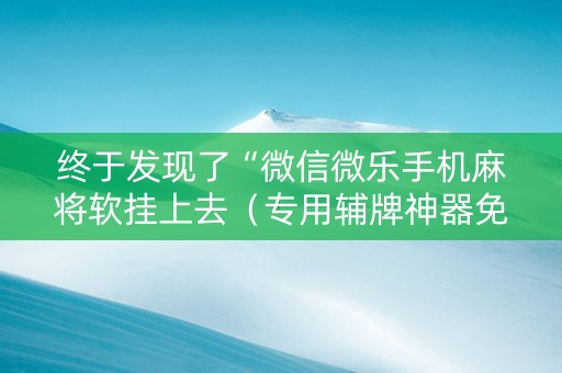 终于发现了“微信微乐手机麻将软挂上去（专用辅牌神器免安装）