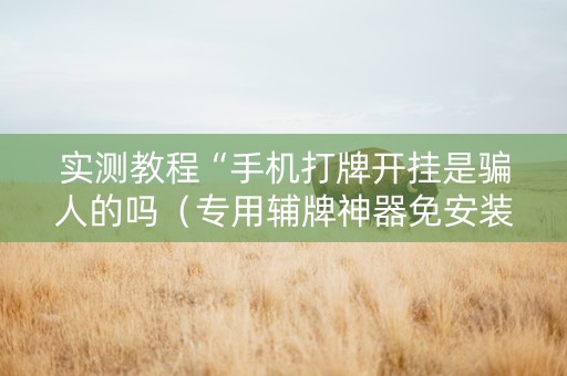 实测教程“手机打牌开挂是骗人的吗（专用辅牌神器免安装）