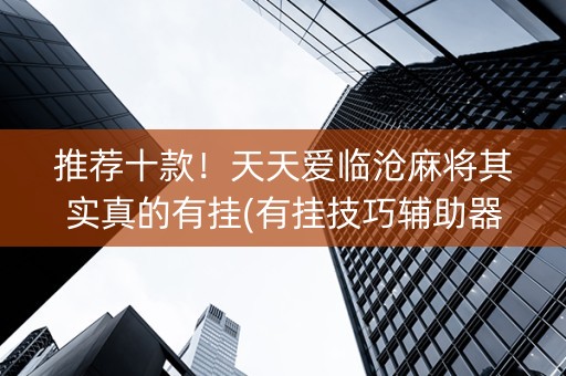 推荐十款！天天爱临沧麻将其实真的有挂(有挂技巧辅助器)