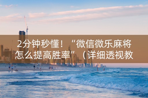 2分钟秒懂！“微信微乐麻将怎么提高胜率”（详细透视教程）-哔哩哔哩