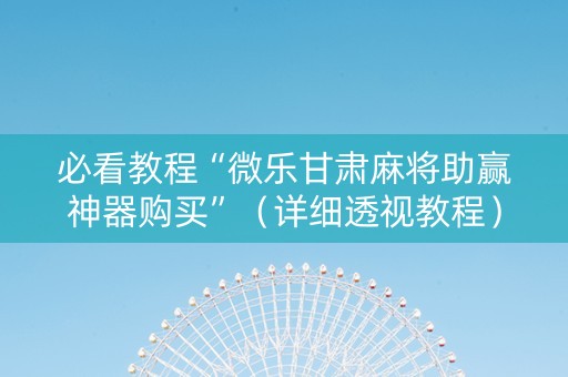 必看教程“微乐甘肃麻将助赢神器购买”（详细透视教程）-哔哩哔哩