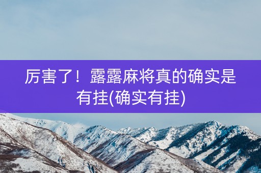 厉害了！露露麻将真的确实是有挂(确实有挂)