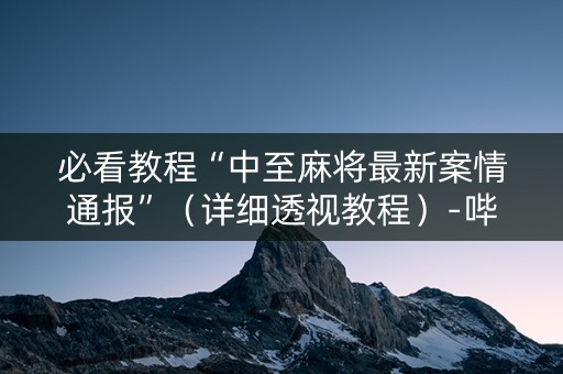 必看教程“中至麻将最新案情通报”（详细透视教程）-哔哩哔哩