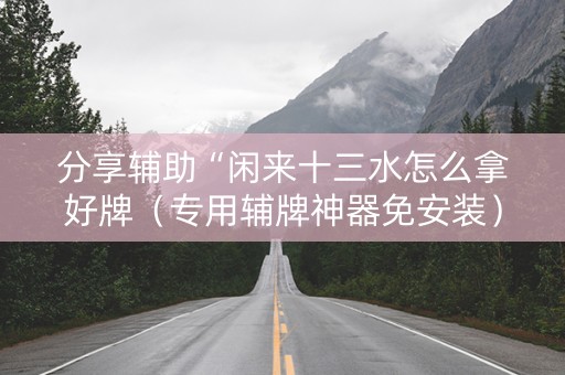分享辅助“闲来十三水怎么拿好牌（专用辅牌神器免安装）