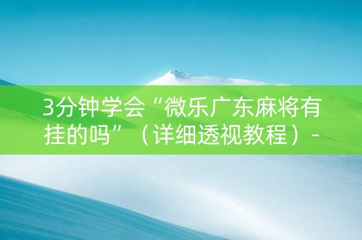 3分钟学会“微乐广东麻将有挂的吗”（详细透视教程）-哔哩哔哩