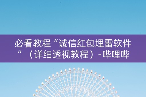 必看教程“诚信红包埋雷软件”（详细透视教程）-哔哩哔哩
