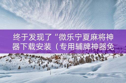 终于发现了“微乐宁夏麻将神器下载安装（专用辅牌神器免安装）