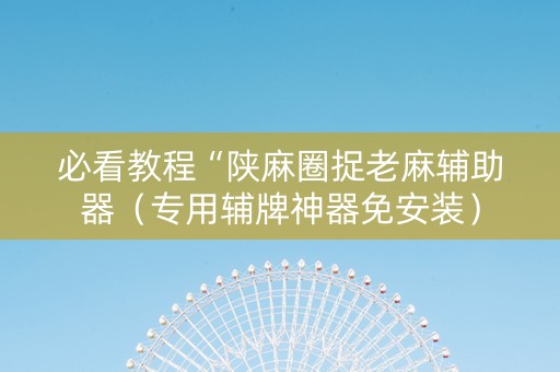 必看教程“陕麻圈捉老麻辅助器（专用辅牌神器免安装）