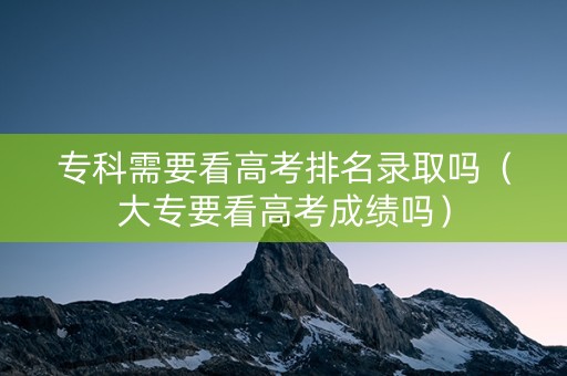 专科需要看高考排名录取吗（大专要看高考成绩吗）