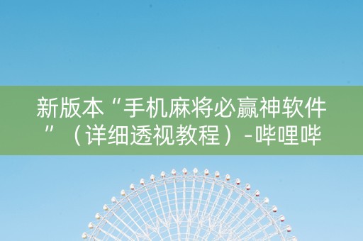 新版本“手机麻将必赢神软件”（详细透视教程）-哔哩哔哩