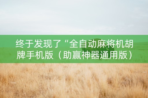 终于发现了“全自动麻将机胡牌手机版（助赢神器通用版）