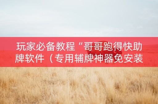 玩家必备教程“哥哥跑得快助牌软件（专用辅牌神器免安装）