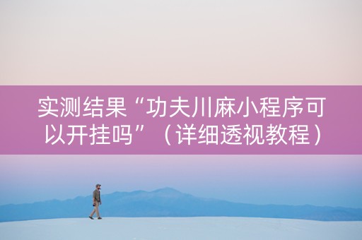 实测结果“功夫川麻小程序可以开挂吗”（详细透视教程）-哔哩哔哩