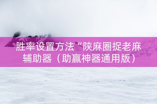 胜率设置方法“陕麻圈捉老麻辅助器（助赢神器通用版）