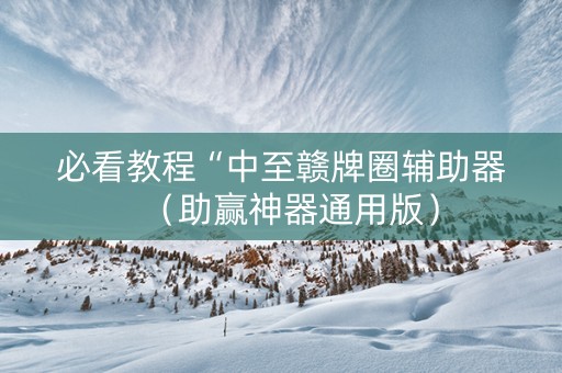 必看教程“中至赣牌圈辅助器（助赢神器通用版）