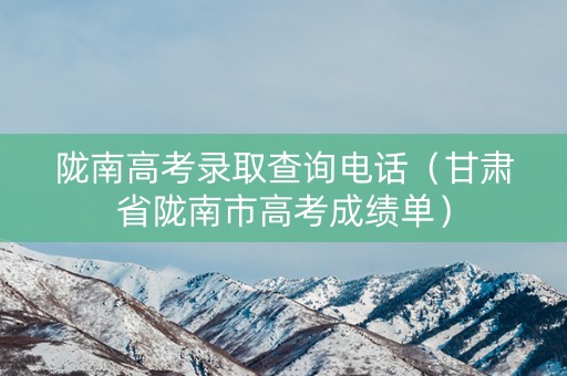 陇南高考录取查询电话（甘肃省陇南市高考成绩单）