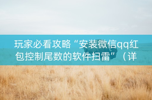 玩家必看攻略“安装微信qq红包控制尾数的软件扫雷”（详细透视教程）-哔哩哔哩