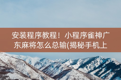 安装程序教程！小程序雀神广东麻将怎么总输(揭秘手机上赢牌的技巧)