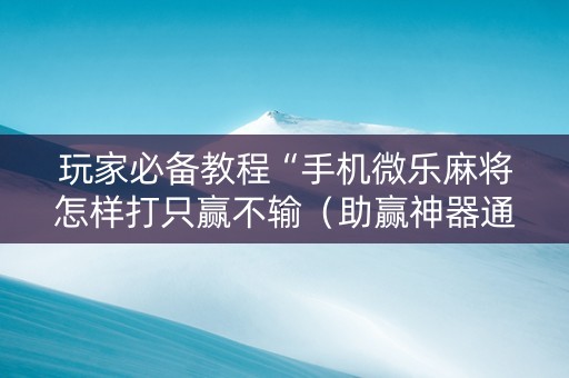 玩家必备教程“手机微乐麻将怎样打只赢不输（助赢神器通用版）