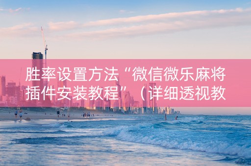 胜率设置方法“微信微乐麻将插件安装教程”（详细透视教程）-哔哩哔哩