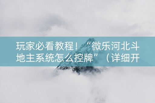 玩家必看教程！“微乐河北斗地主系统怎么控牌”（详细开挂教程）-哔哩哔哩