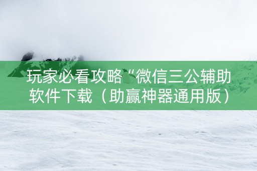 玩家必看攻略“微信三公辅助软件下载（助赢神器通用版）