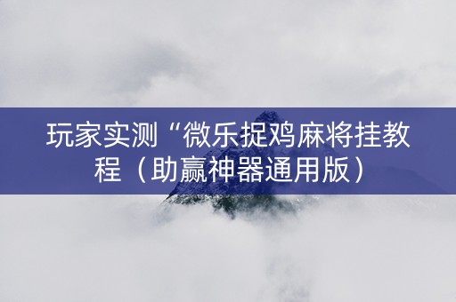 玩家实测“微乐捉鸡麻将挂教程（助赢神器通用版）