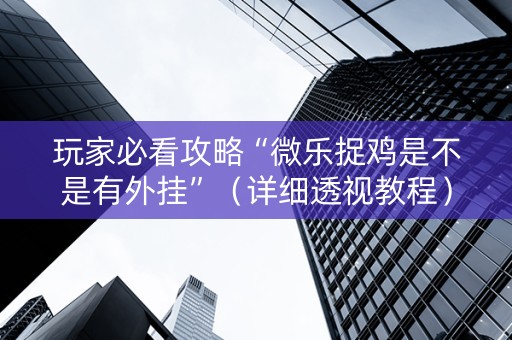 玩家必看攻略“微乐捉鸡是不是有外挂”（详细透视教程）-哔哩哔哩