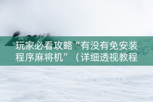 玩家必看攻略“有没有免安装程序麻将机”（详细透视教程）-哔哩哔哩