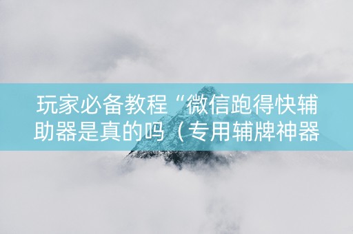 玩家必备教程“微信跑得快辅助器是真的吗（专用辅牌神器免安装）