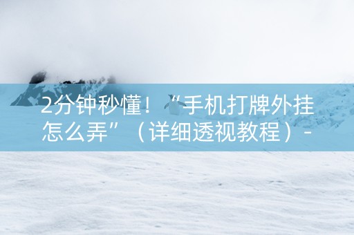2分钟秒懂！“手机打牌外挂怎么弄”（详细透视教程）-哔哩哔哩