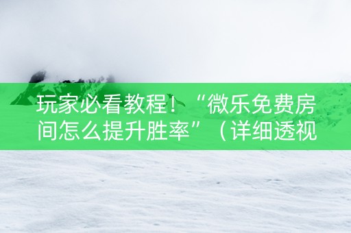 玩家必看教程！“微乐免费房间怎么提升胜率”（详细透视教程）-哔哩哔哩