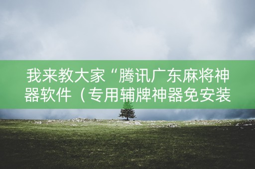 我来教大家“腾讯广东麻将神器软件（专用辅牌神器免安装）