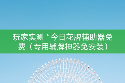 玩家实测“今日花牌辅助器免费（专用辅牌神器免安装）